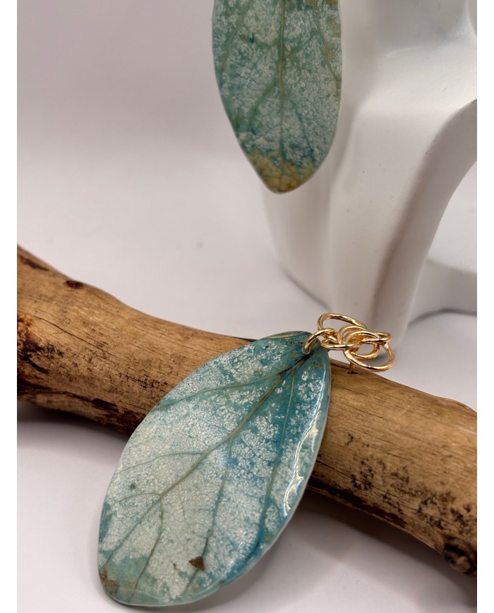 PENDIENTES ARTESANOSDE HOJA NATURAL ESQUELETIZAD