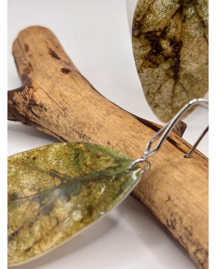 PENDIENTES ARTESANOS DE HOJA NATURAL ESQUELETIZADA