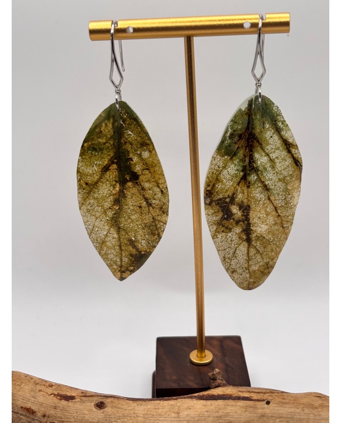 PENDIENTES ARTESANOS DE HOJA NATURAL ESQUELETIZADA