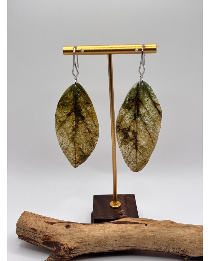 PENDIENTES ARTESANOS DE HOJA NATURAL ESQUELETIZADA