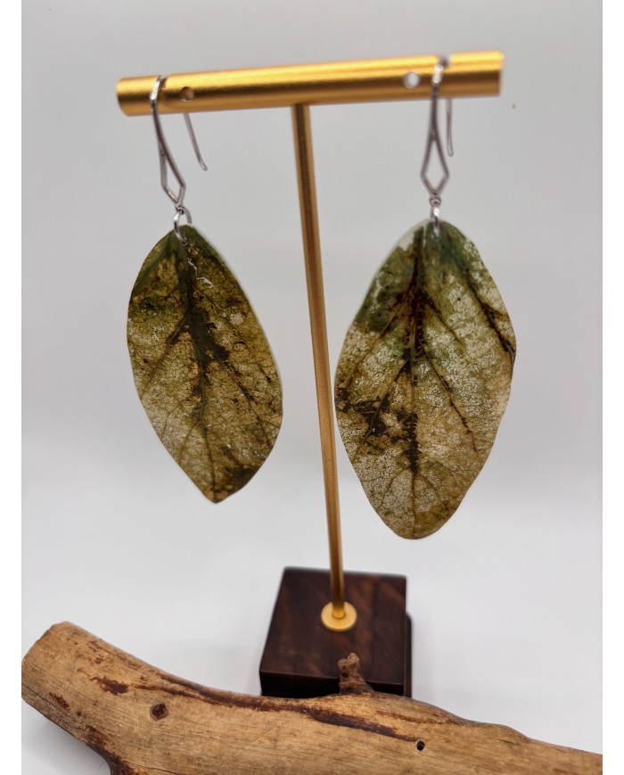 PENDIENTES ARTESANOS DE HOJA NATURAL ESQUELETIZADA