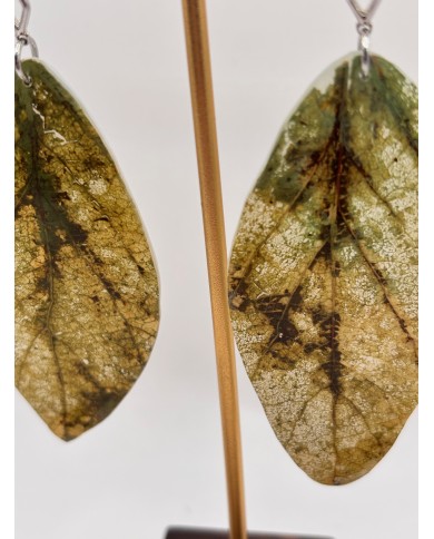 PENDIENTES ARTESANOS DE HOJA NATURAL ESQUELETIZADA