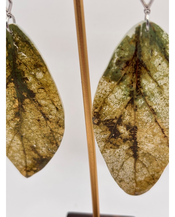PENDIENTES ARTESANOS DE HOJA NATURAL ESQUELETIZADA