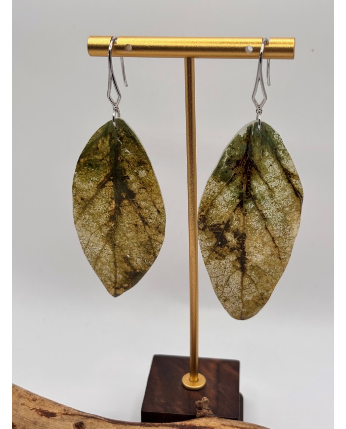 PENDIENTES ARTESANOS DE HOJA NATURAL ESQUELETIZADA