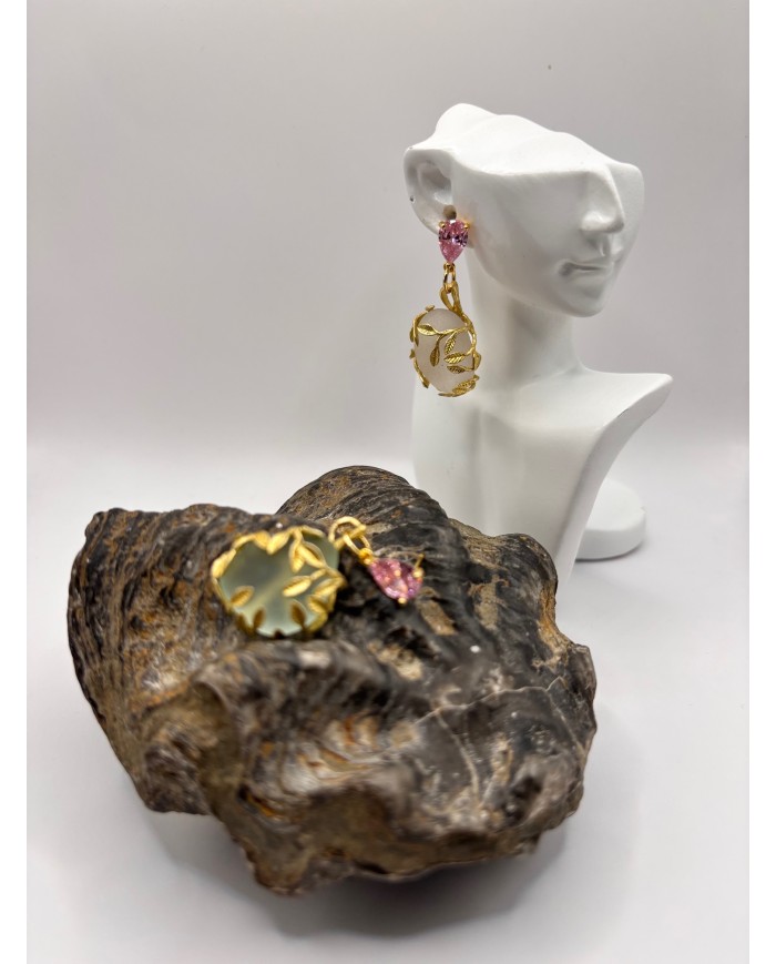 PENDIENTES ARTESANOS DE CRISTAL MARINO