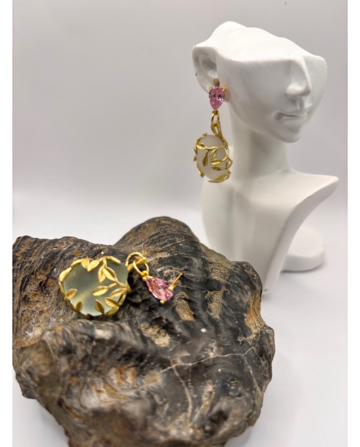 PENDIENTES ARTESANOS DE CRISTAL MARINO