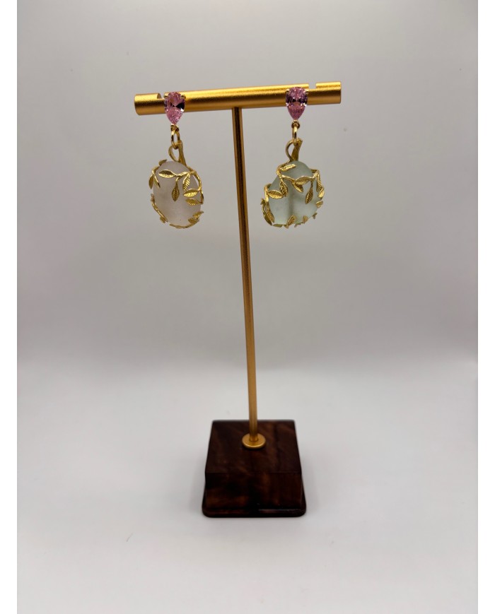 PENDIENTES ARTESANOS DE CRISTAL MARINO