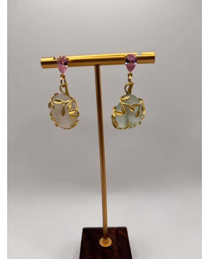 PENDIENTES ARTESANOS DE CRISTAL MARINO