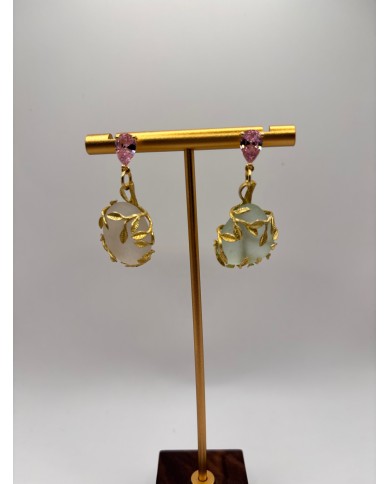 PENDIENTES ARTESANOS DE CRISTAL MARINO