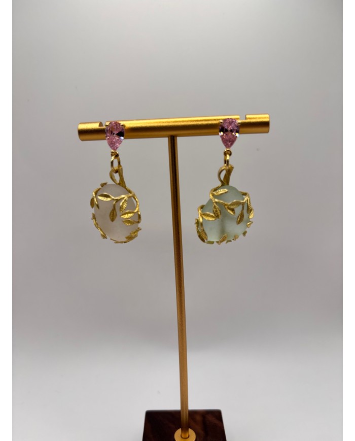 PENDIENTES ARTESANOS DE CRISTAL MARINO