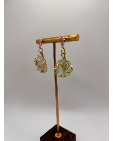 PENDIENTES ARTESANOS DE CRISTAL MARINO