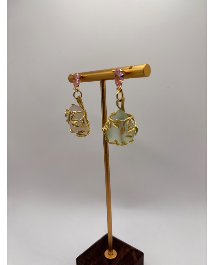 PENDIENTES ARTESANOS DE CRISTAL MARINO