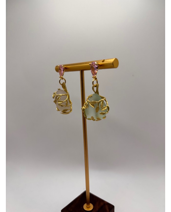 PENDIENTES ARTESANOS DE CRISTAL MARINO