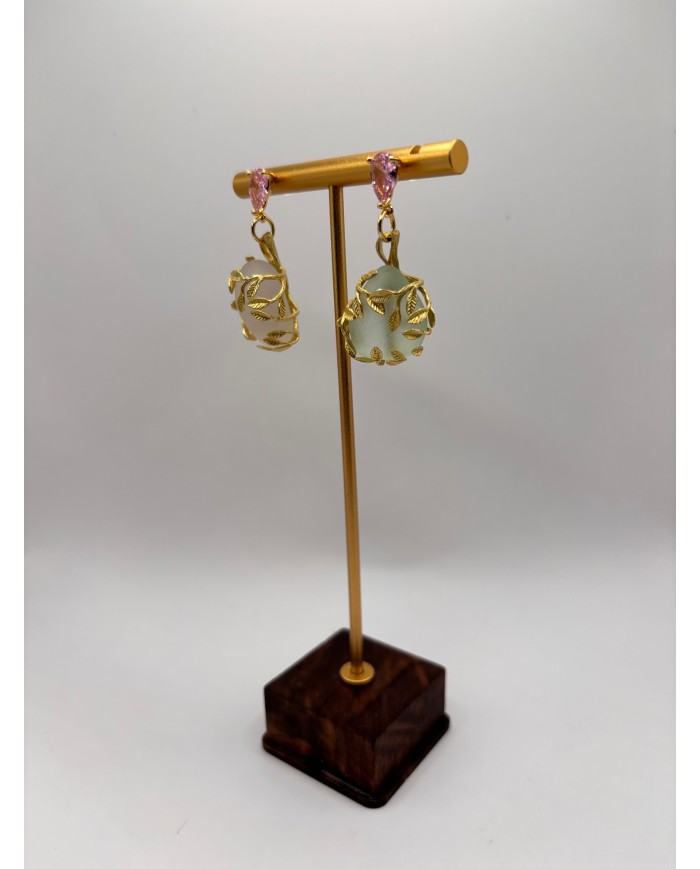 PENDIENTES ARTESANOS DE CRISTAL MARINO