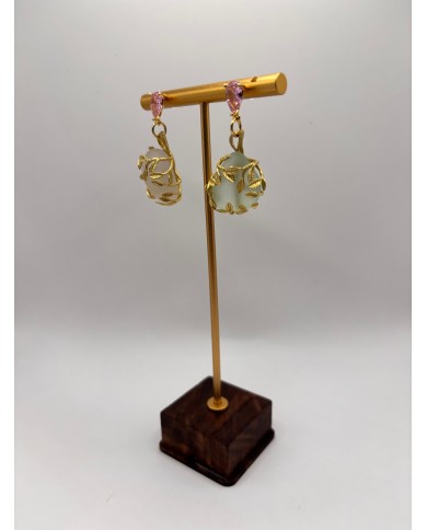 PENDIENTES ARTESANOS DE CRISTAL MARINO