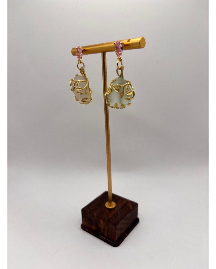 PENDIENTES ARTESANOS DE CRISTAL MARINO