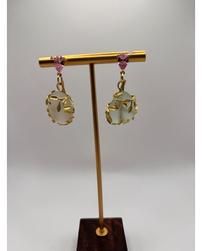 PENDIENTES ARTESANOS DE CRISTAL MARINO