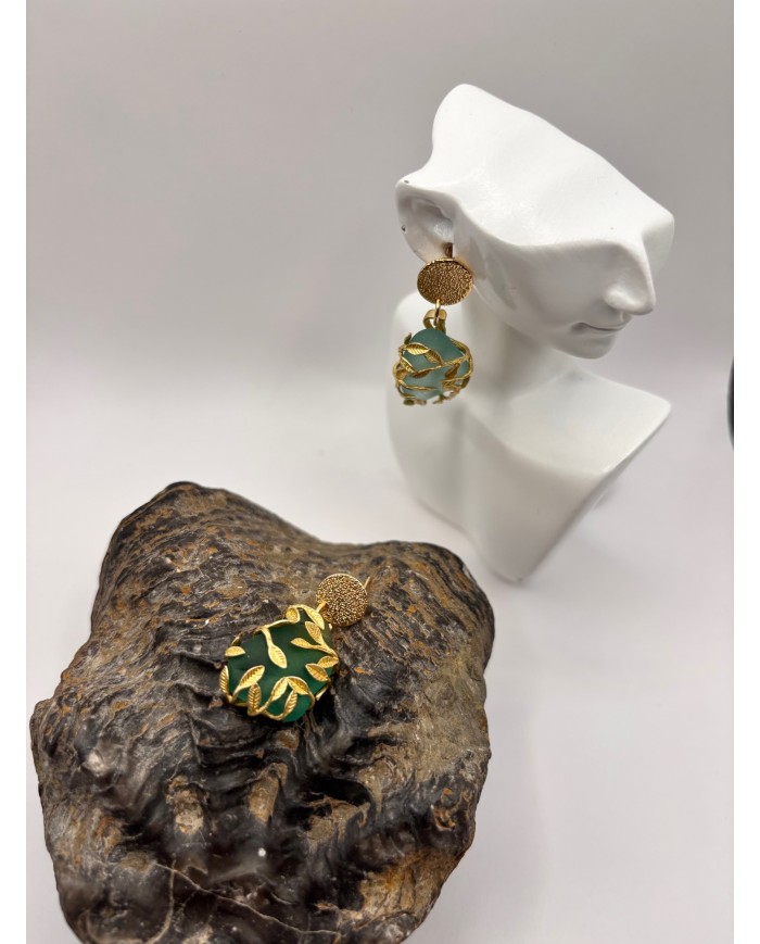 PENDIENTES ARTESANOS DE CRISTAL MARINO