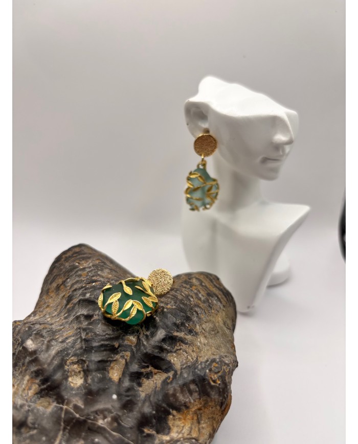 PENDIENTES ARTESANOS DE CRISTAL MARINO