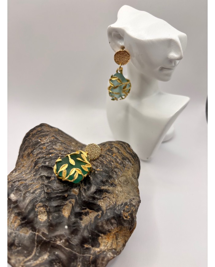 PENDIENTES ARTESANOS DE CRISTAL MARINO