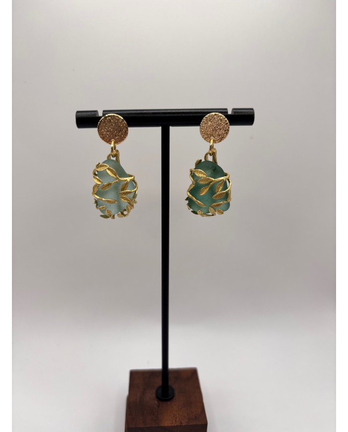 PENDIENTES ARTESANOS DE CRISTAL MARINO