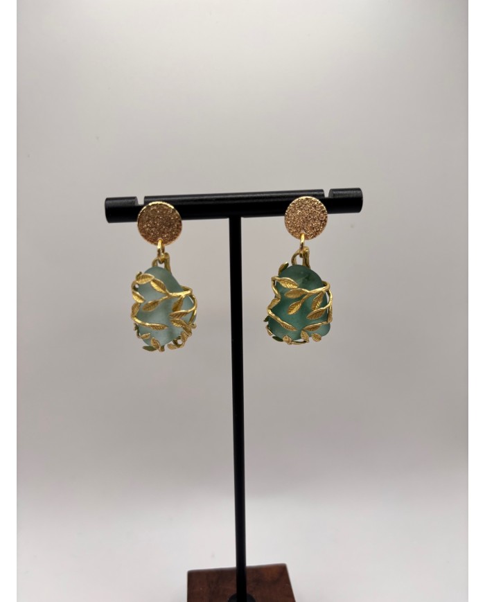 PENDIENTES ARTESANOS DE CRISTAL MARINO