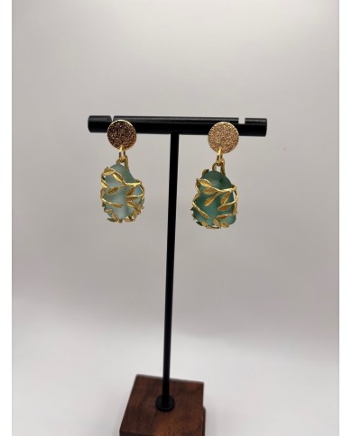 PENDIENTES ARTESANOS DE CRISTAL MARINO