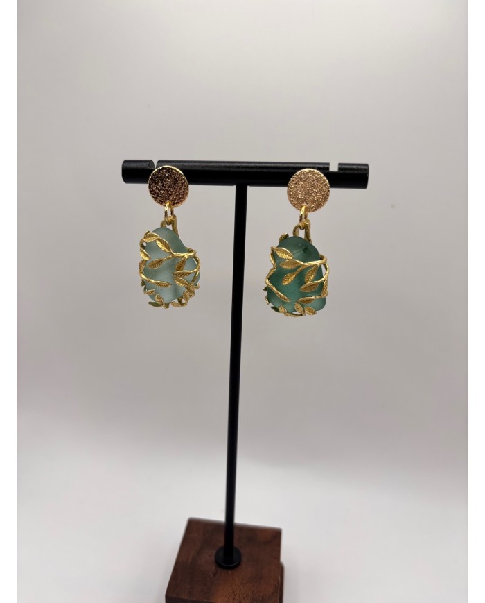 PENDIENTES ARTESANOS DE CRISTAL MARINO