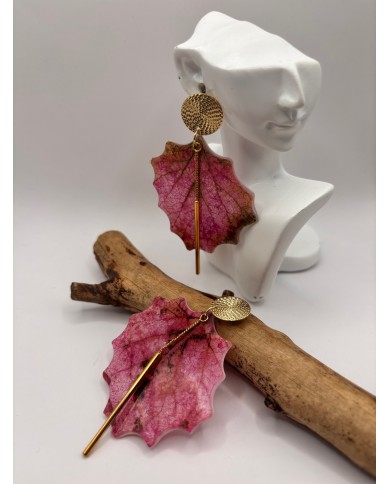 PENDIENTES DE HOJA NATURAL ESQUELETIZADA