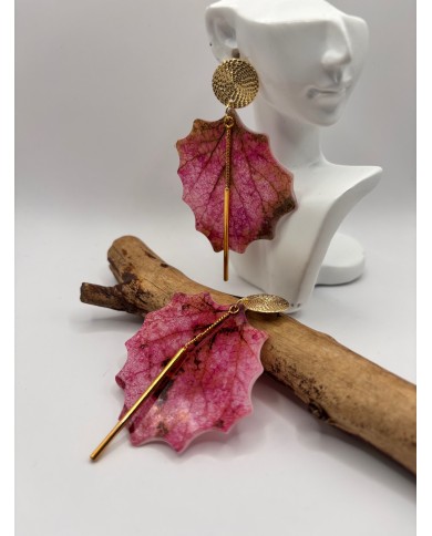PENDIENTES DE HOJA NATURAL ESQUELETIZADA