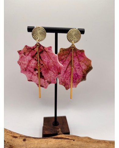 PENDIENTES DE HOJA NATURAL ESQUELETIZADA