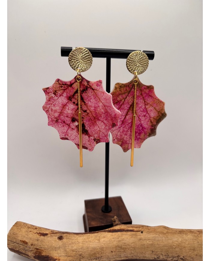 PENDIENTES DE HOJA NATURAL ESQUELETIZADA