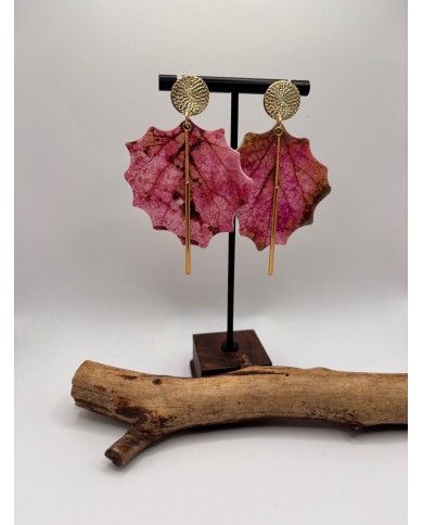 PENDIENTES DE HOJA NATURAL ESQUELETIZADA