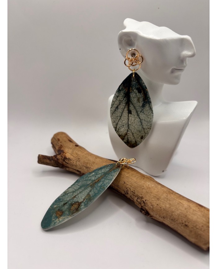 PENDIENTES DE HOJA LNATURAL ARTESANOS