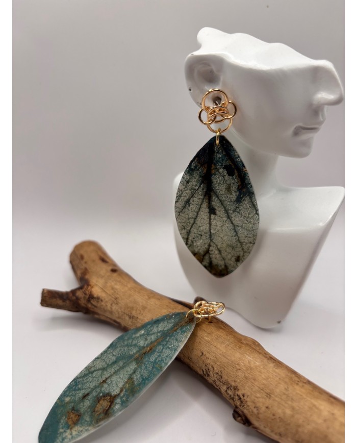 PENDIENTES DE HOJA LNATURAL ARTESANOS