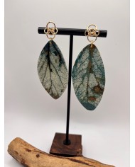 PEDIENTES ARTESANOS DE HOJA NATURAL ESQUELETIZADA