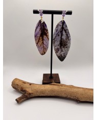 PEDIENTES ARTESANOS DE HOJA NATURAL ESQUELETIZADA