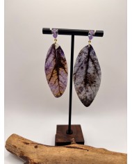 PEDIENTES ARTESANOS DE HOJA NATURAL ESQUELETIZADA