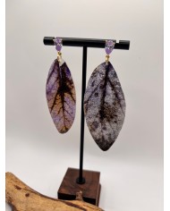 PEDIENTES ARTESANOS DE HOJA NATURAL ESQUELETIZADA