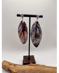 PEDIENTES ARTESANOS DE HOJA NATURAL ESQUELETIZADA