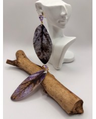 PEDIENTES ARTESANOS DE HOJA NATURAL ESQUELETIZADA