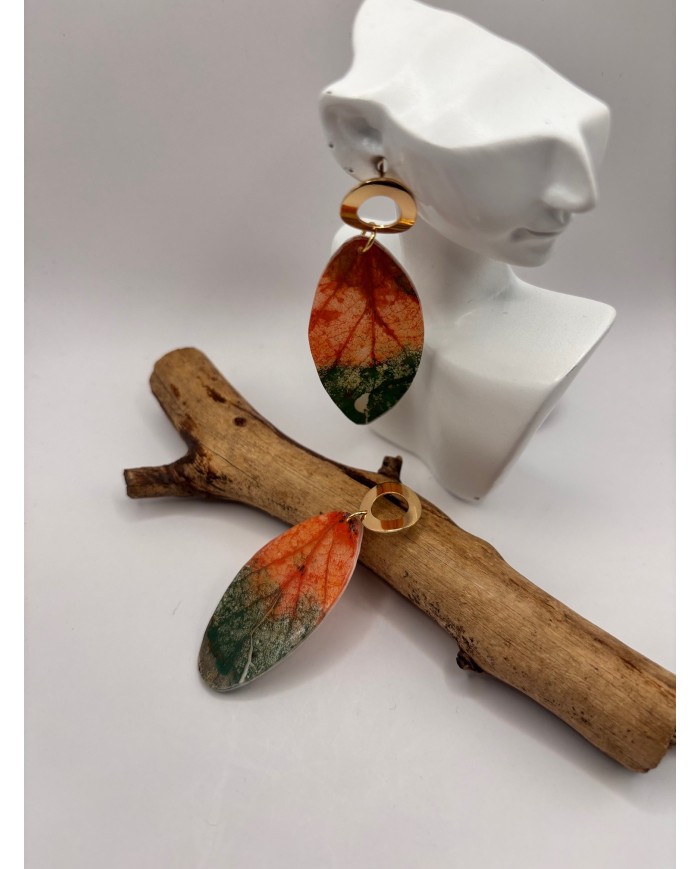 PENDIENTES ARTESANOS DE HOJA NATURAL ESQUELETIZADA