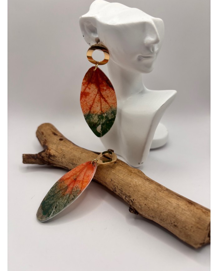 PENDIENTES ARTESANOS DE HOJA NATURAL ESQUELETIZADA