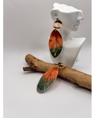 PENDIENTES ARTESANOS DE HOJA NATURAL ESQUELETIZADA