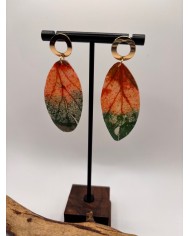 PEDIENTES ARTESANOS DE HOJA NATURAL ESQUELETIZADA