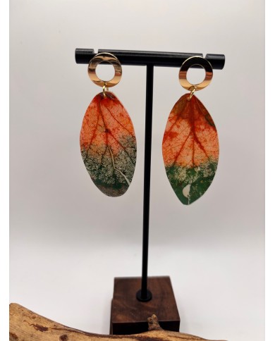PENDIENTES ARTESANOS DE HOJA NATURAL ESQUELETIZADA