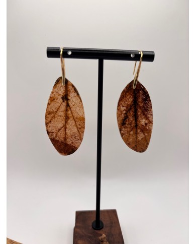 PENDIENTES ARTESANOS DE HOJA NATURAL ESQUELETIZADA