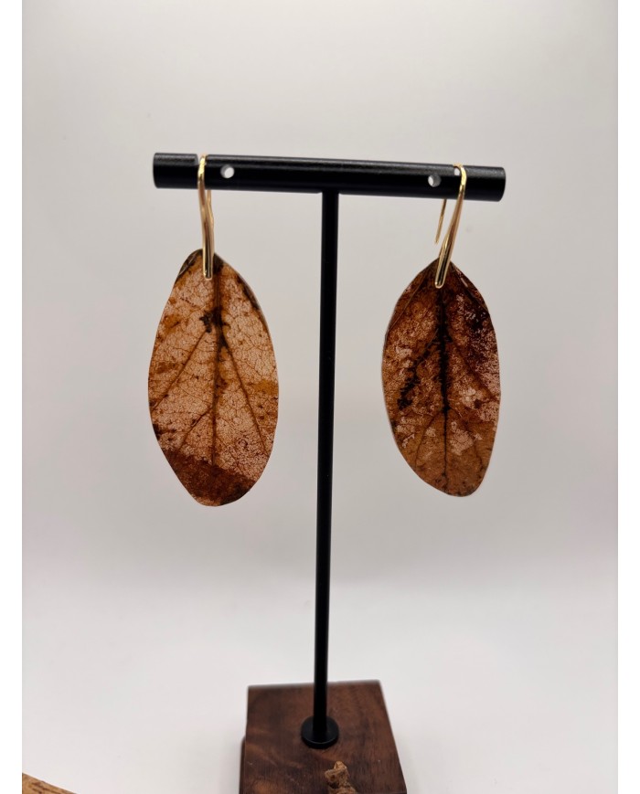PENDIENTES ARTESANOS DE HOJA NATURAL ESQUELETIZADA