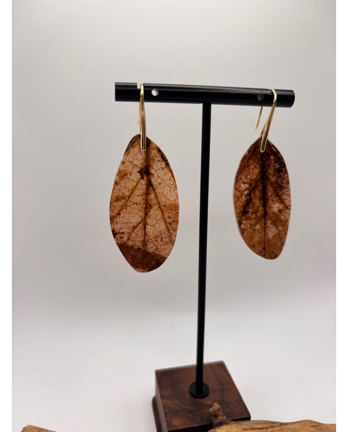 PENDIENTES ARTESANOS DE HOJA NATURAL ESQUELETIZADA