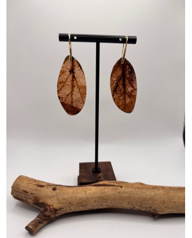 PENDIENTES ARTESANOS DE HOJA NATURAL ESQUELETIZADA